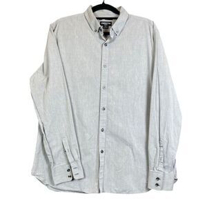 Claiborne Men's Dress Shirt Silver Gray 80's 2-Ply Cotton Slim Fit Size XL